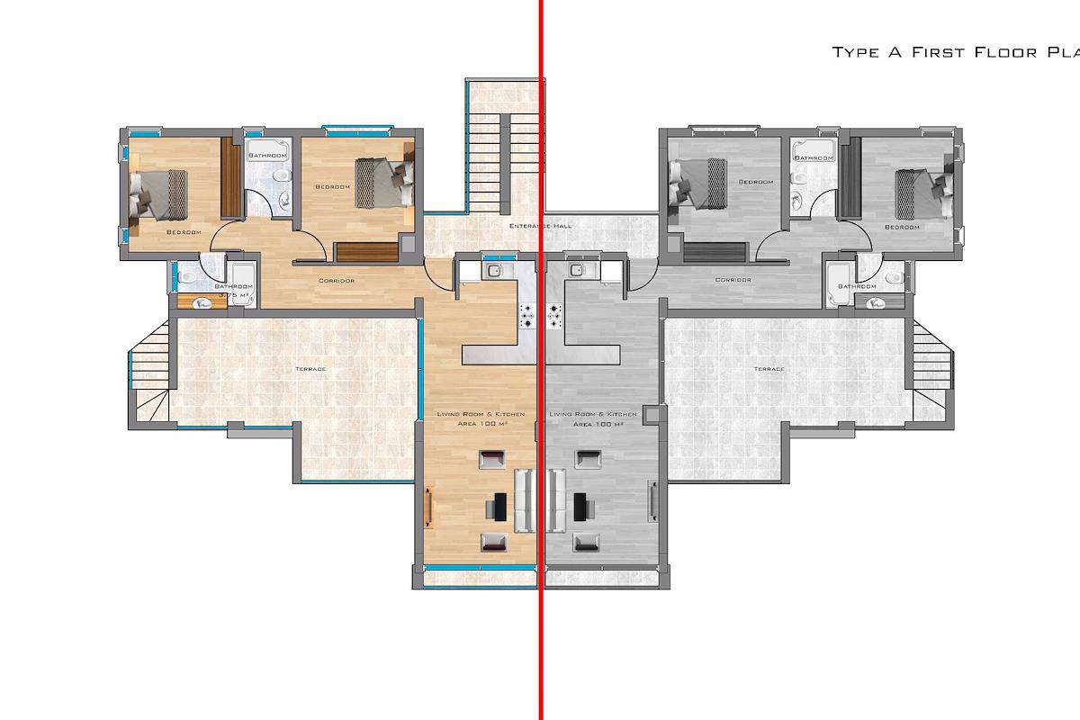 צפון קפריסין Two Bedroom Apartment with Private Rooftop Terrace in Esentepe Photo 23