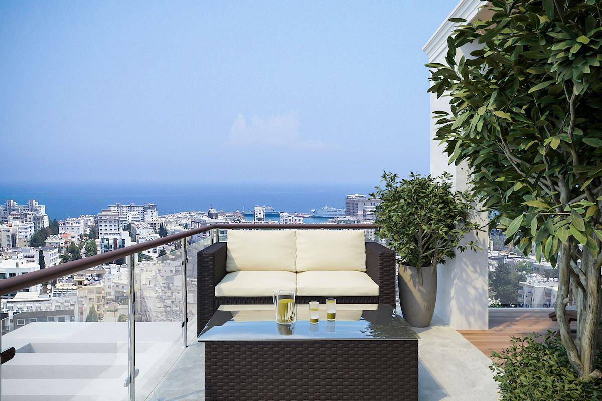 North Cyprus One Bedroom Ready Apartment in Kyrenia City Center with a Terrace Photo 2